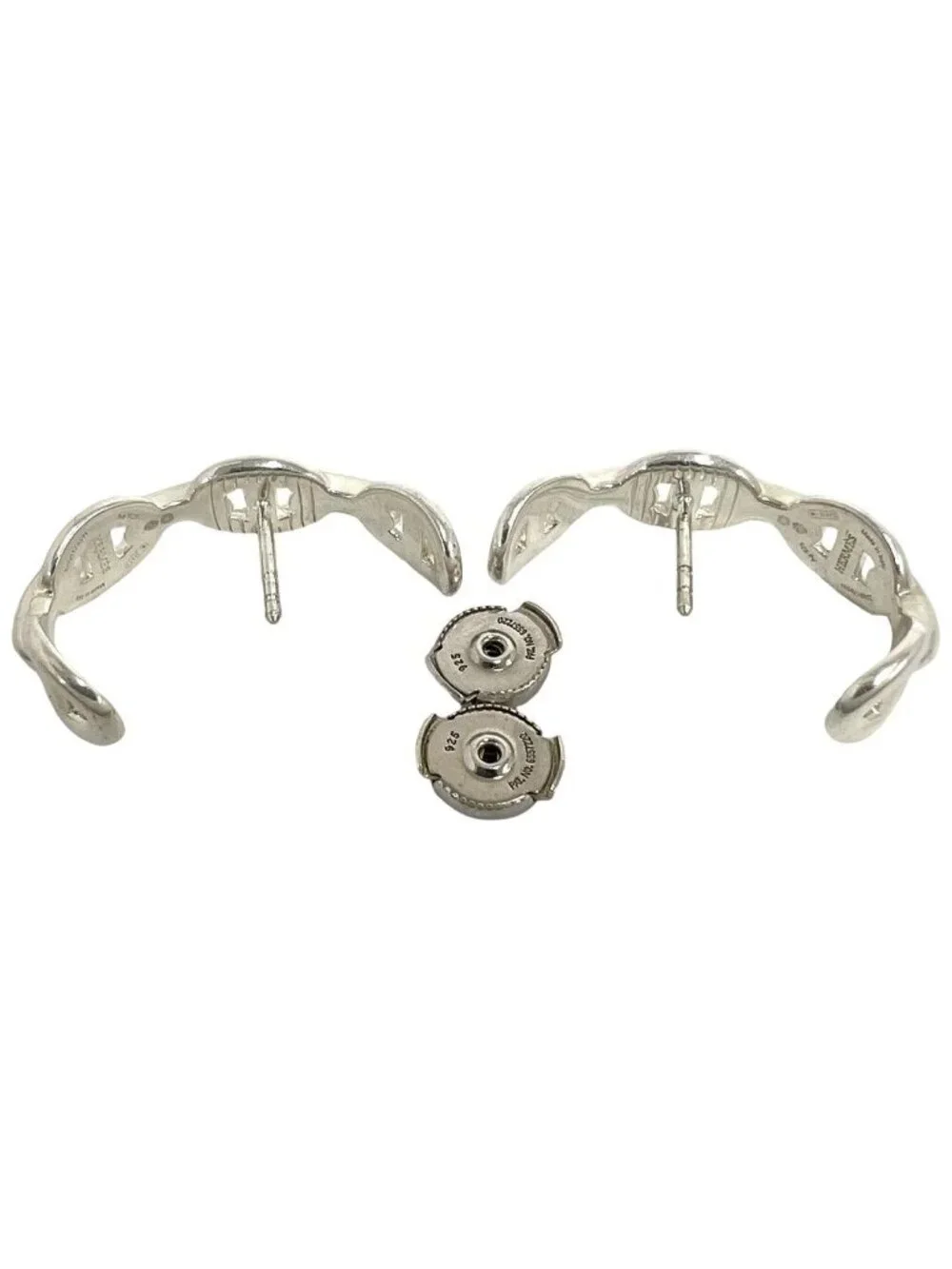 Hermes Chaine D'ancre Earrings 925 Sterling Silver Accessory